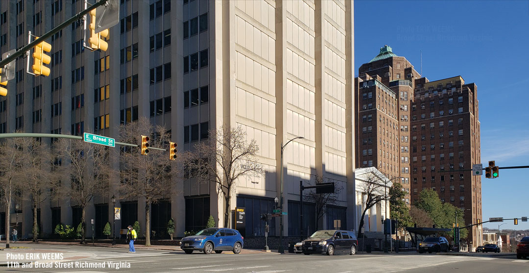 On Broad Street and 11th Street near the Medical Center West VCU On Broad Street and 11th Street